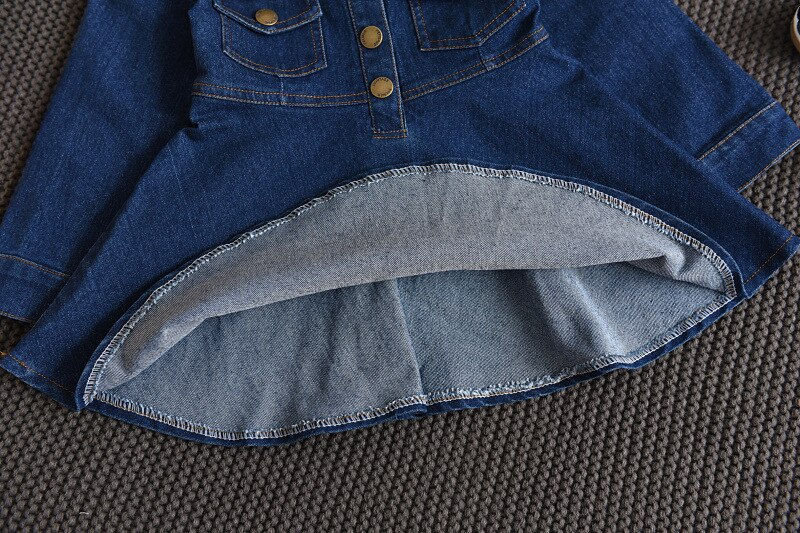 Thumbnail: Girls Denim Dress Fall New Small And Medium-Sized Fashion Kids Clothing Long Sl