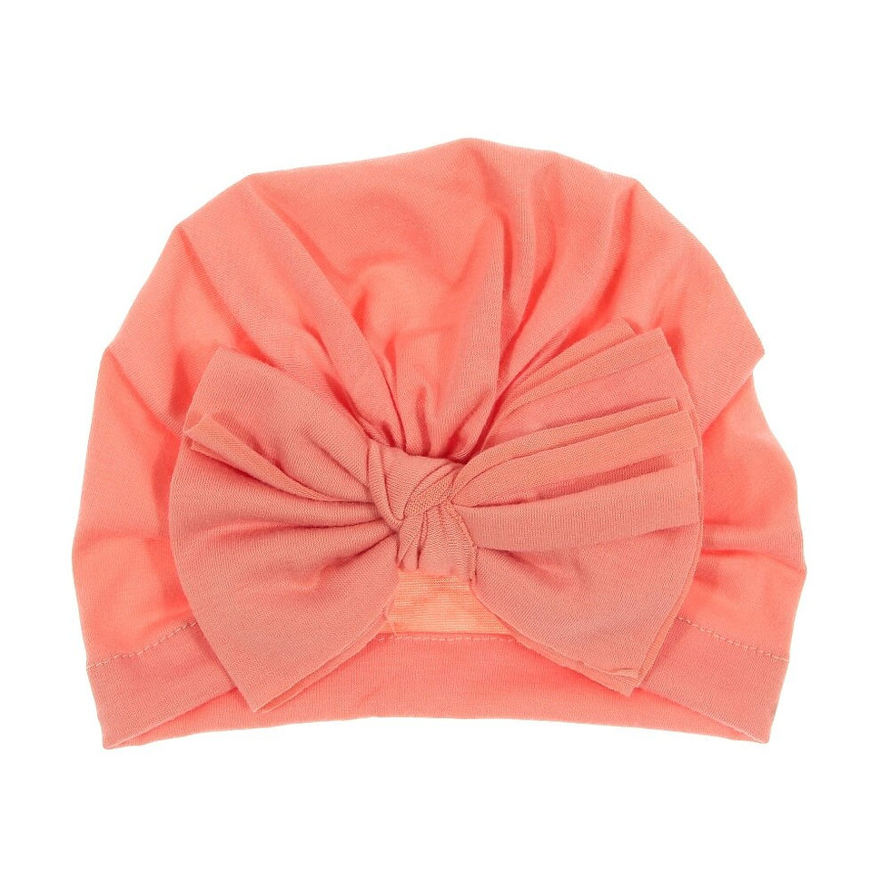 थंबनेल: Cute Infant Newborn Caps with Pearl Chiffon Flowers Cotton Blend Kont Turban Gi