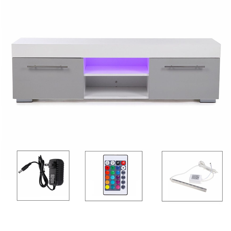 Thumbnail: High Gloss White TV Stand for TVs up to 65" with LED Lights - Modern Entertainm