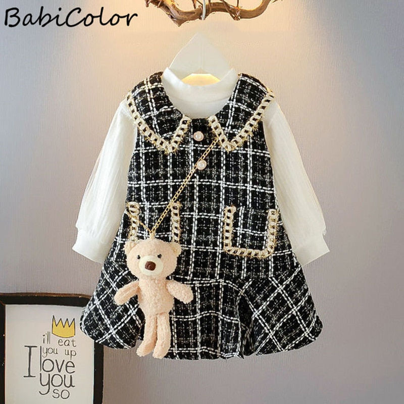 Miniaturbild: Baby Girls winter Princess Patchwork Dress 2021 New Fashion Party Costumes Kids
