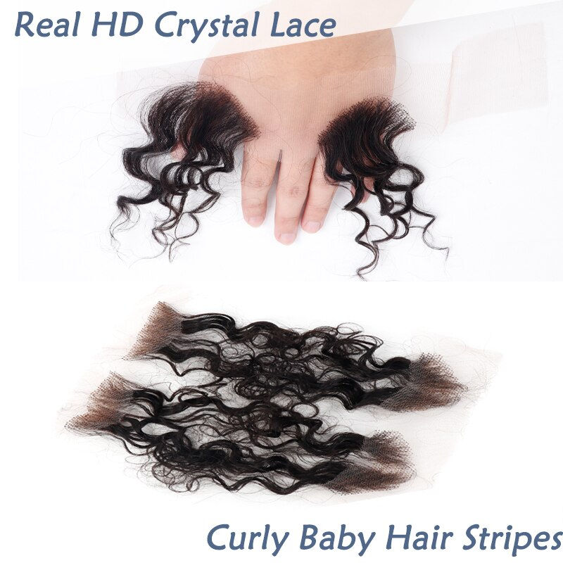 Thumbnail: HD Crystal Lace Baby Hair Stripes 100% Human Hair Baby Hair Edge Curly Body Wav
