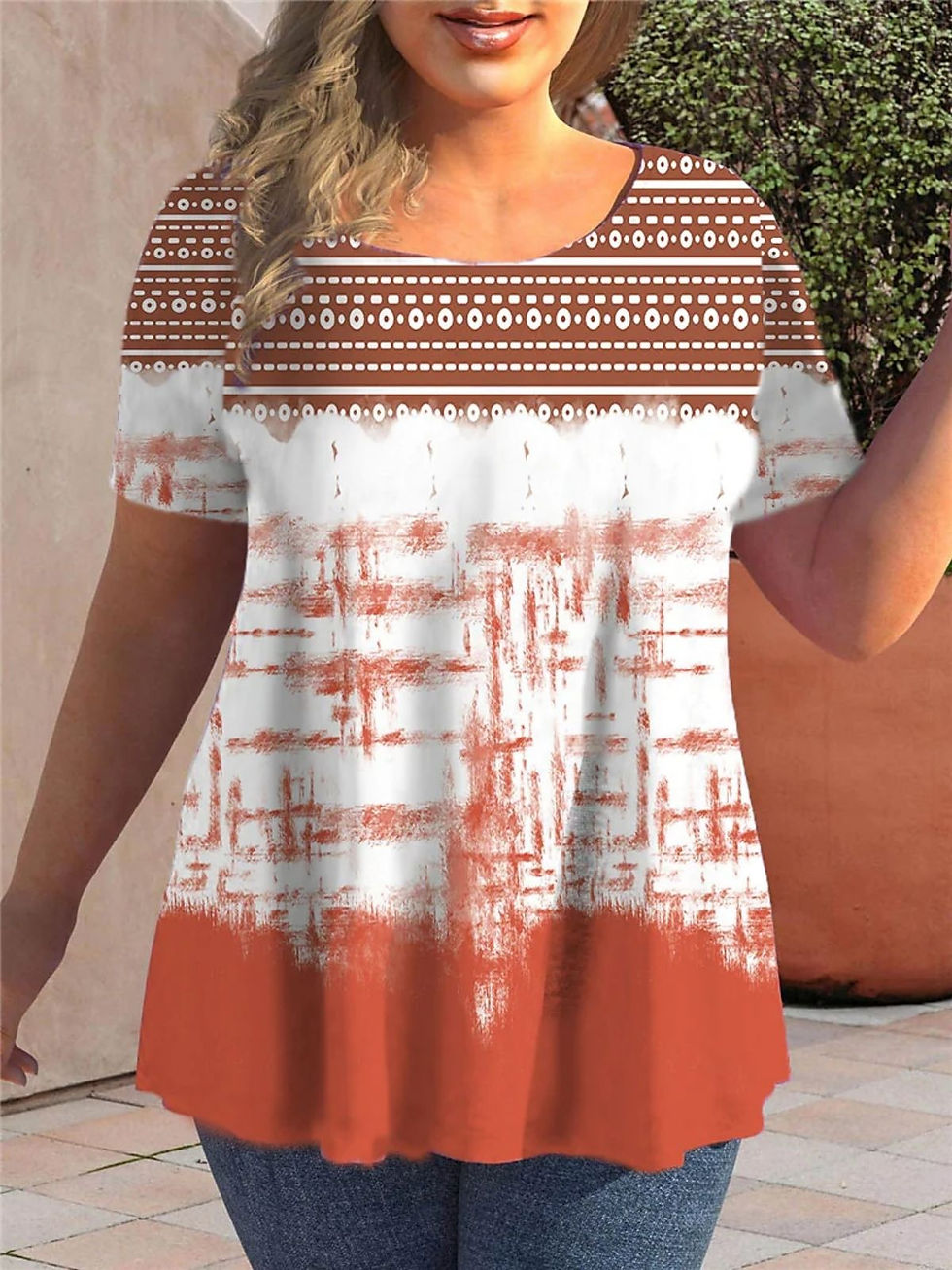 Thumbnail: Women's T-Shirts Summer Short Sleeve Tops Gradient Graphic Shirt Tees Casual Lo