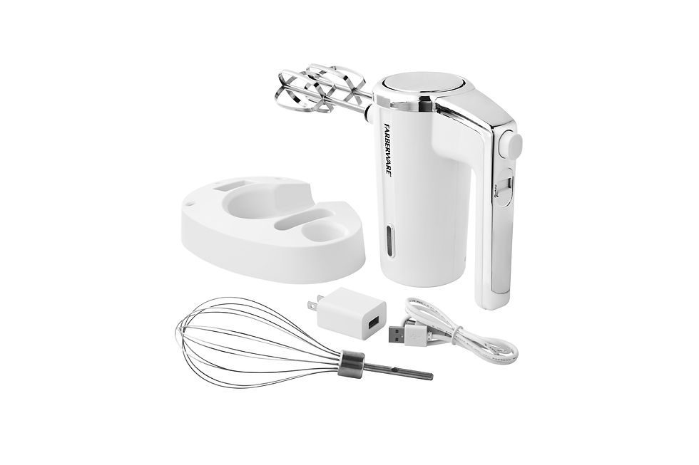 Thumbnail: Farberware Cordless Rechargeable 3 Speed Hand Mixer White