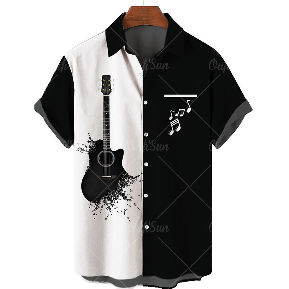 Thumbnail: Summer Guitar Stripe 3d printed shirts for Men's beach summer outdoor Shirts Lo