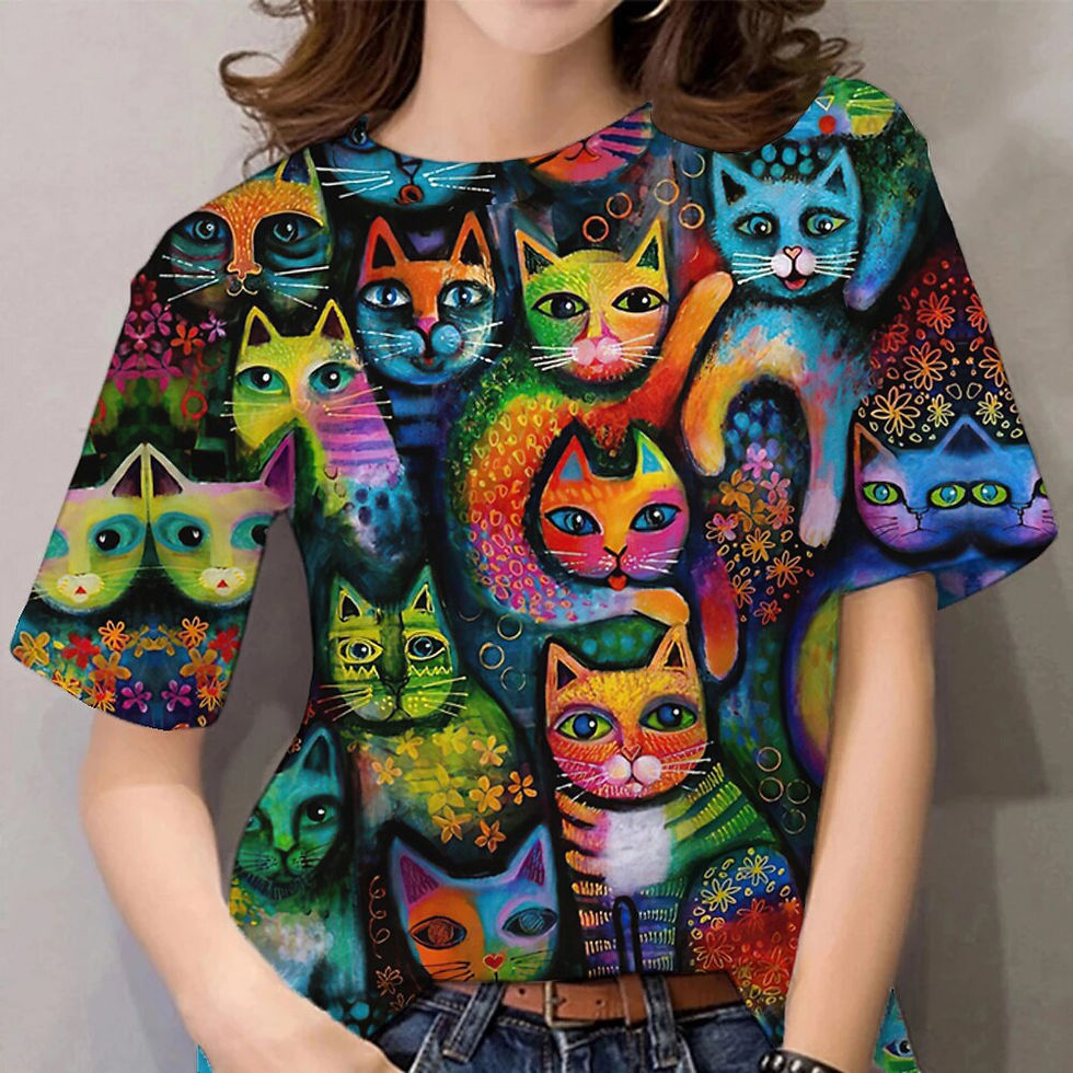الصورة المصغرة: Women's T-shirt 3d Oil Painting Animal Ladies Clothing Fashion Street Short Sle