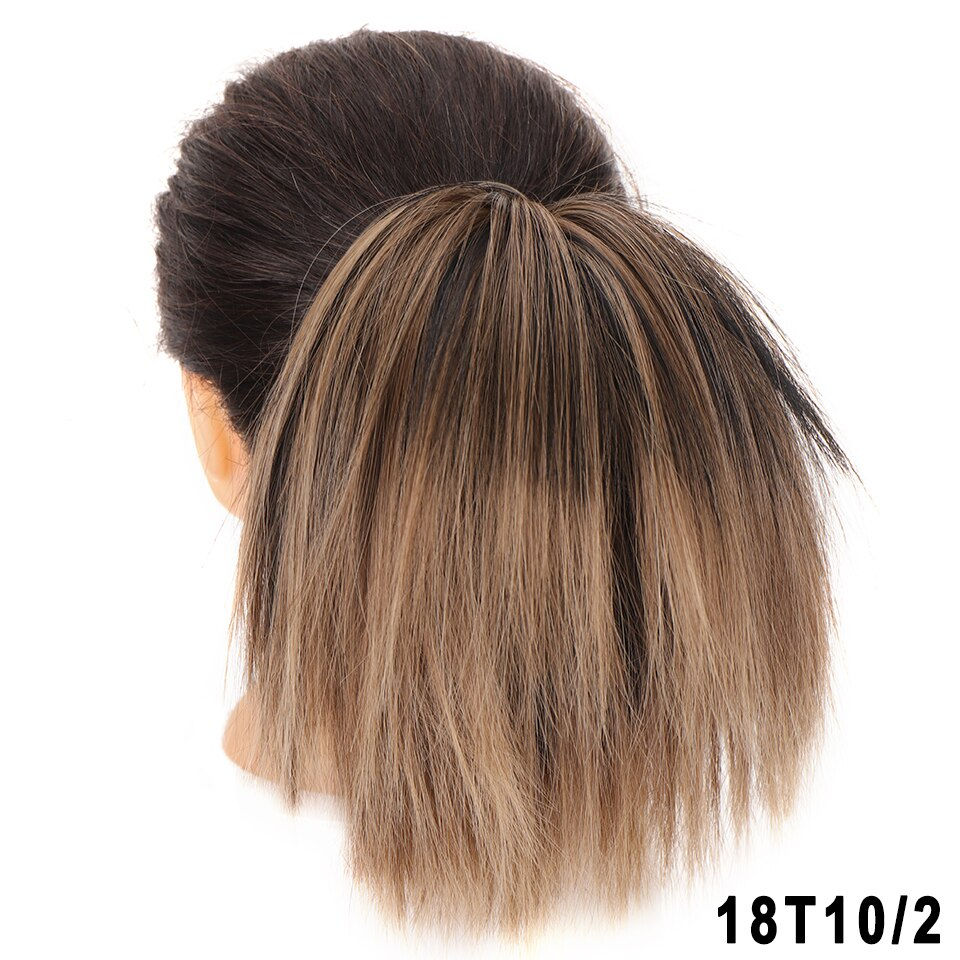 Thumbnail: Synthetic High Elastic Rubber Band Messy Bun Fake Hair Straight Donut Scrunchie