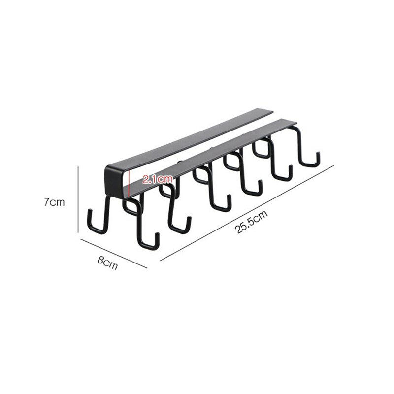 Thumbnail: 1PC Double-row Hook Punch-free Hanging Cup Holder Home Cupboard Shelf Closet Cl