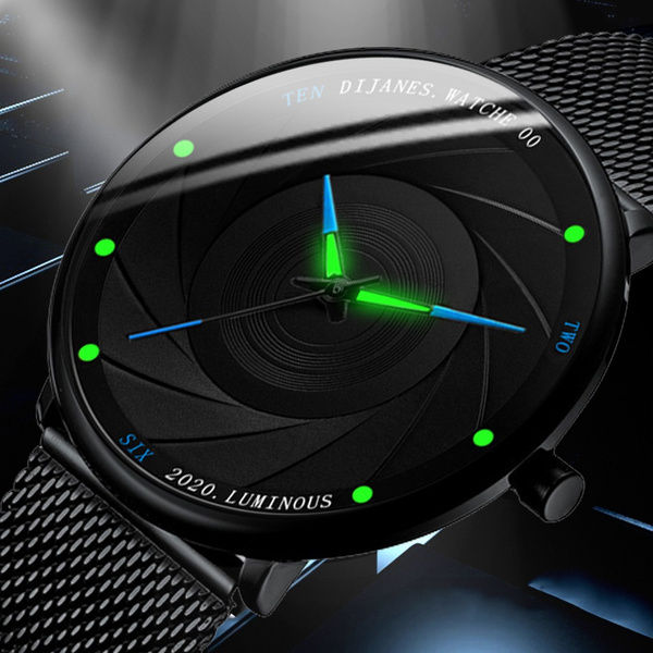 Thumbnail: Fashion Mens Watches Luxury Quartz Watch Men Casual Business Black Mesh Steel L