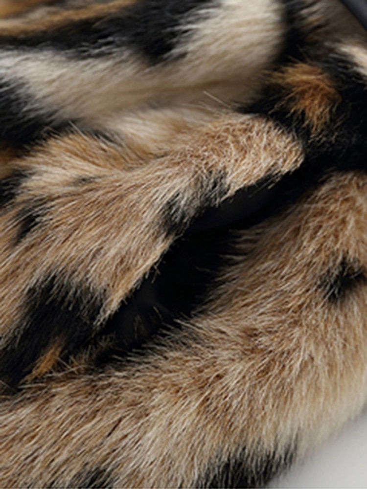 Miniatura: Lautaro Winter Long Leopard Print Warm Fluffy Faux Fur Trench Coat for Women Lo