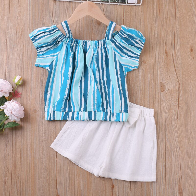Миниатюра: 2-6Y Infant Kids Clothing Girl Clothes Sets 2021 Summer Fashion Off Shoulder 3D