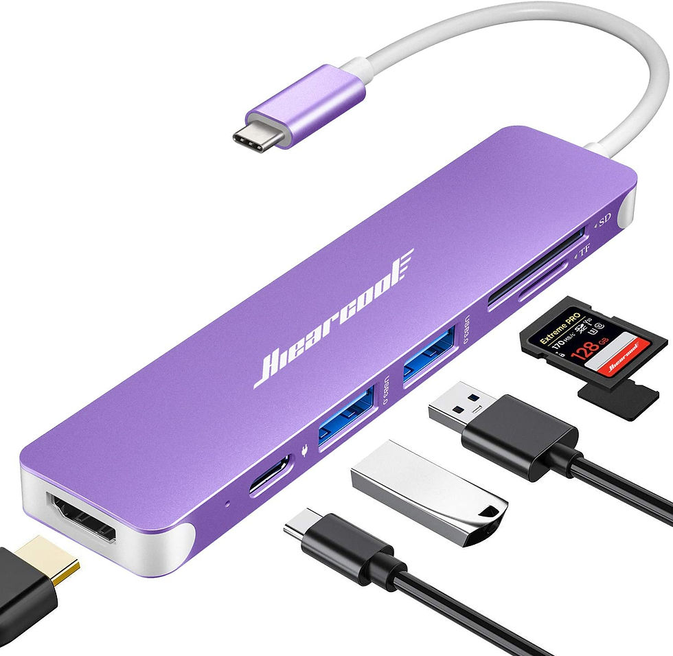 थंबनेल: USB C Hub, Hiearcool Adapter USB C Dongle for MacBook Pro, 7 in 1 USB C to HDMI