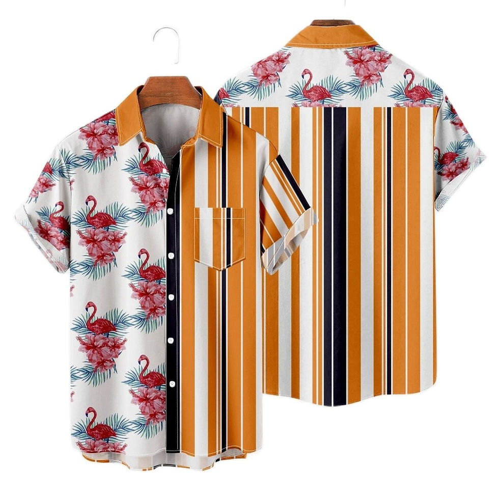 Thumbnail: New Casual Shirts 3D Red Short Sleeves Natural Tops Casual Style Loose Beach Ha