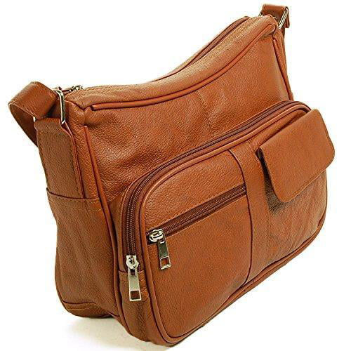 الصورة المصغرة: Women's Leather Organizer Purse Shoulder Bag Multiple Pockets Cross Body Handbag
