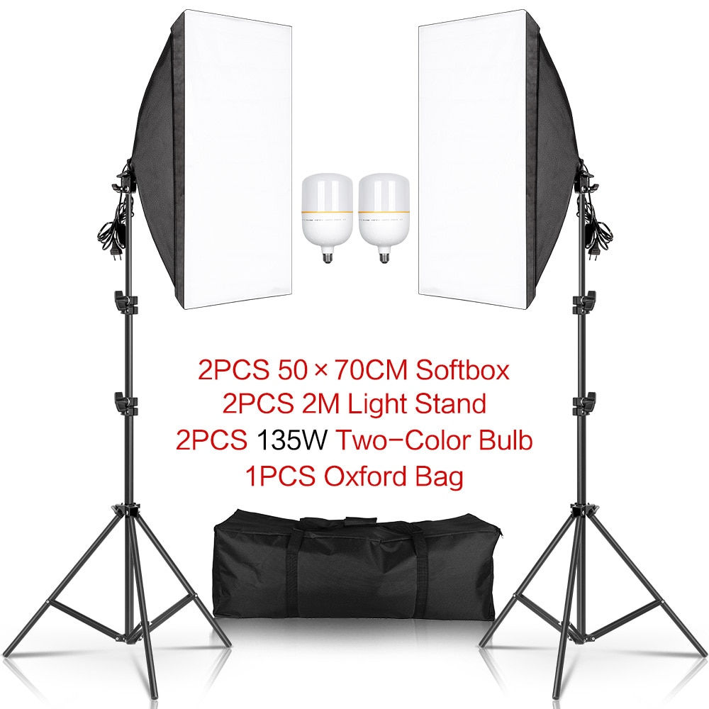 SH Photography 50x70CM Softbox Lighting Kits Professional Light Box System With