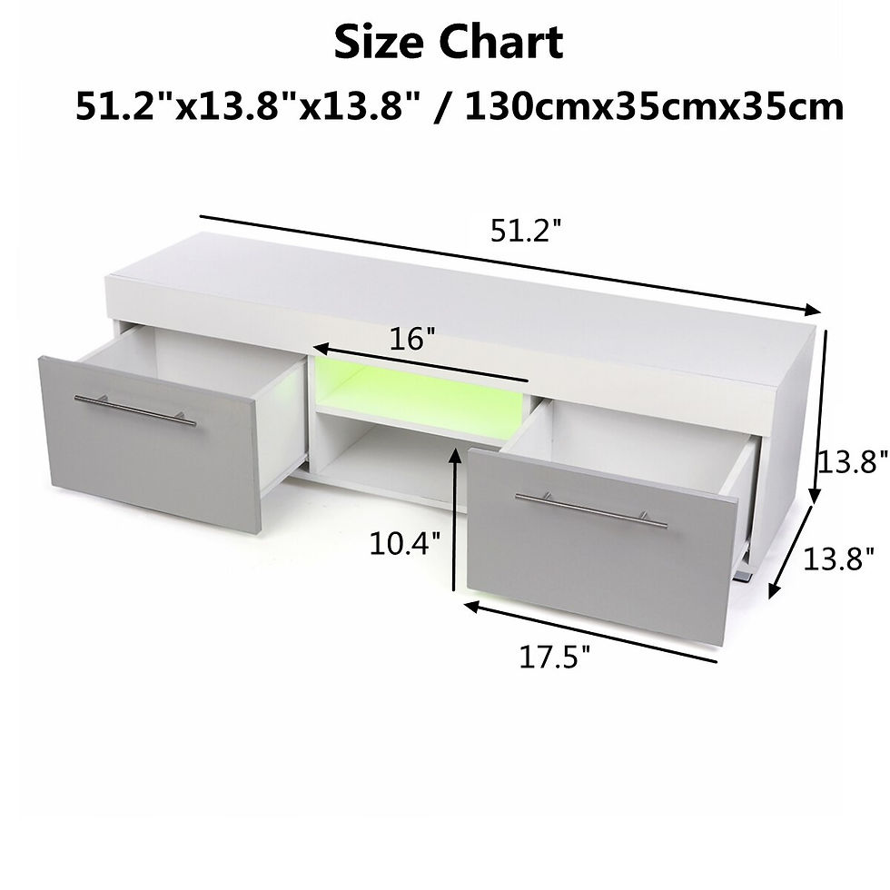 Thumbnail: High Gloss White TV Stand for TVs up to 65" with LED Lights - Modern Entertainm