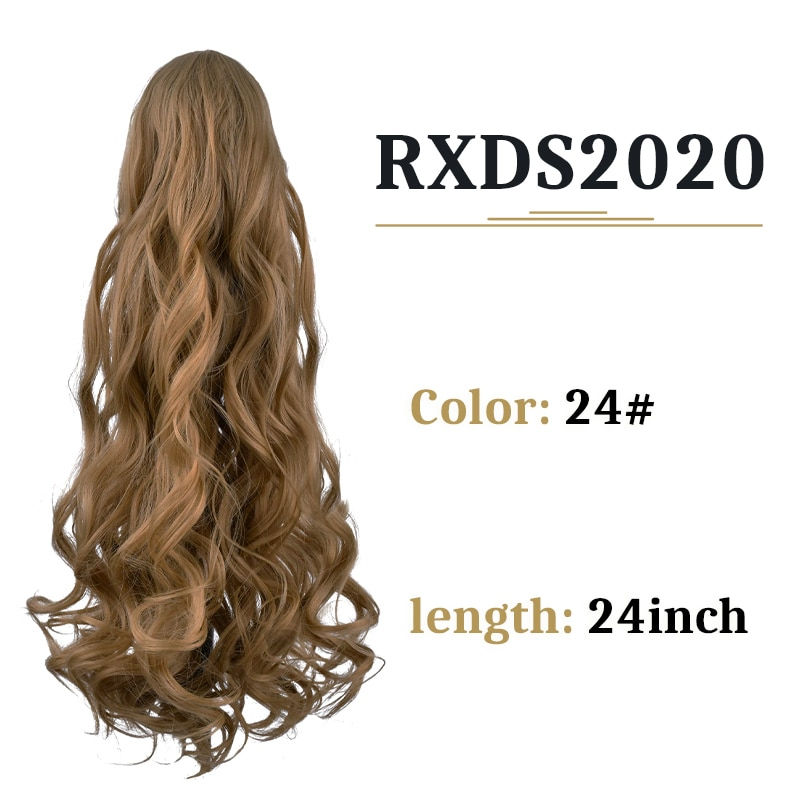 Thumbnail: 18 24 inch Claw Clip On Ponytail Wavy & Curly Style Synthetic Hair Ponytail Ext