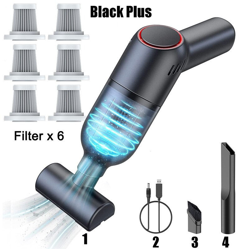 Thumbnail: Mini Handheld Vacuum Cleaner For Car Home Cordless Aspirator Strong Suction Pet