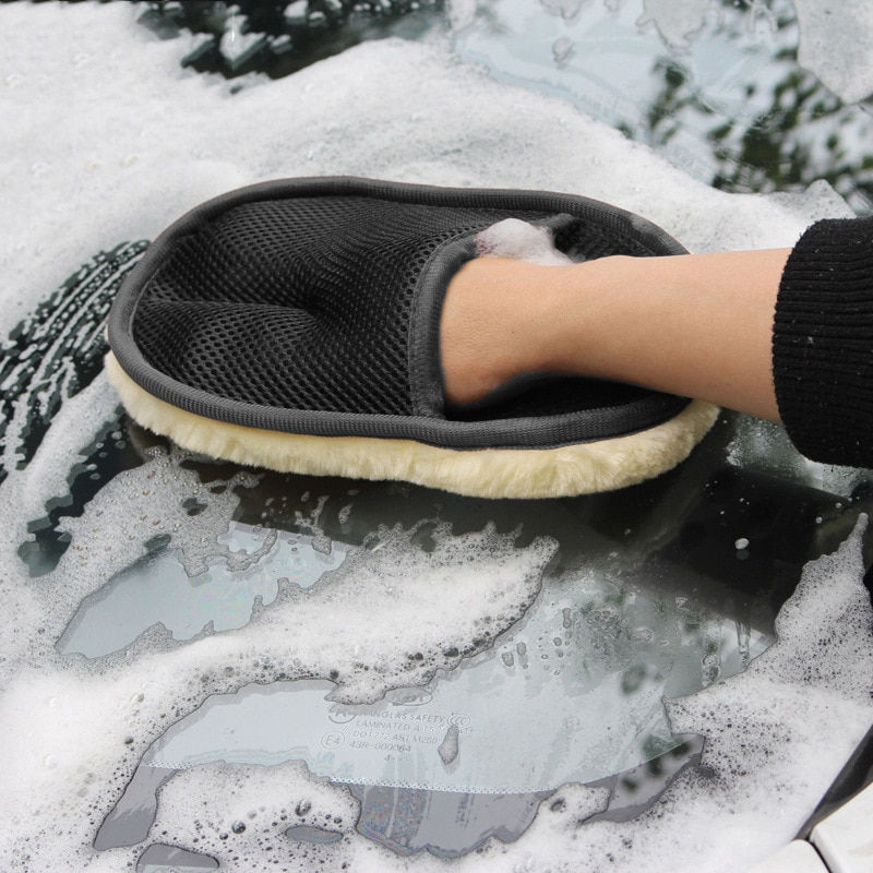 Thumbnail: EW Car Wash Wool Gloves Thickened Fleece-Lined Wool Plush Car Cleaning Gloves C