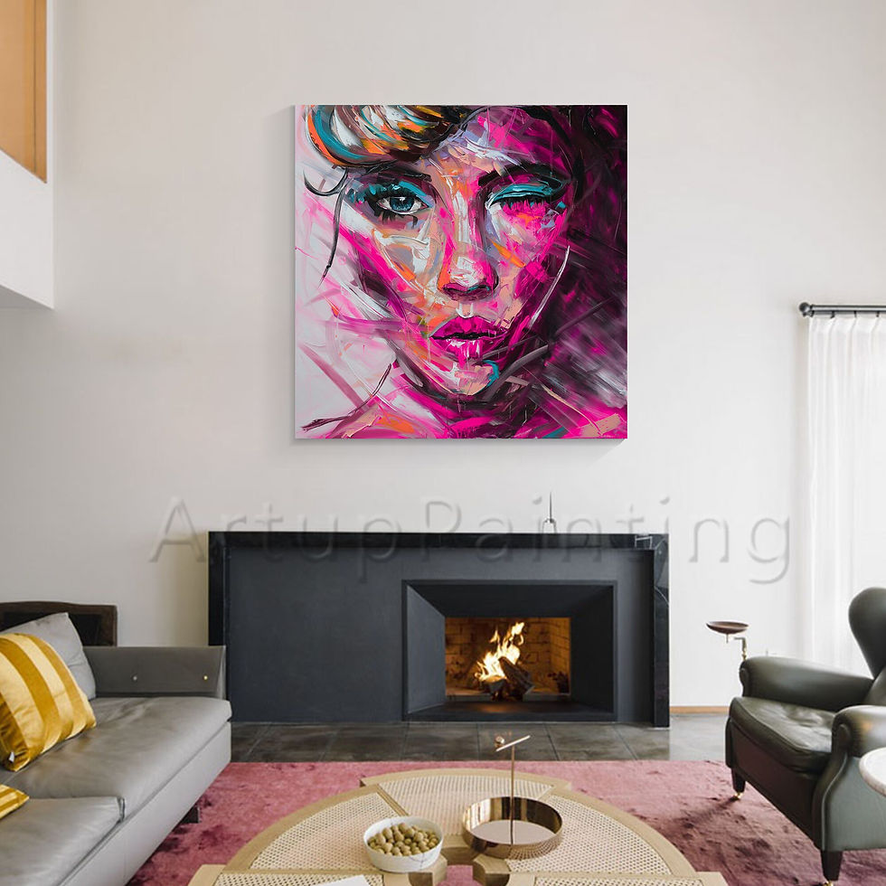 Thumbnail: Hand painted Palette knife Oil painting on canvas portrait Face Impasto figure 