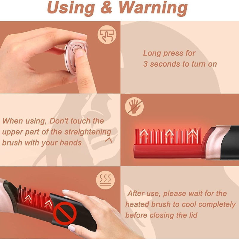 Miniaturbild: Wireless Hair Straightener Hot Comb Heating Brush Portable Smooth Beard Straigh
