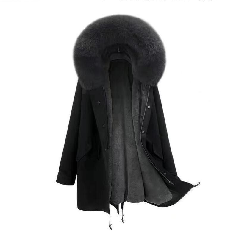 Миниатюра: Long Waterproof Faux Fox Fur Coat for Winter Puffer Jacket Men Winter Warm