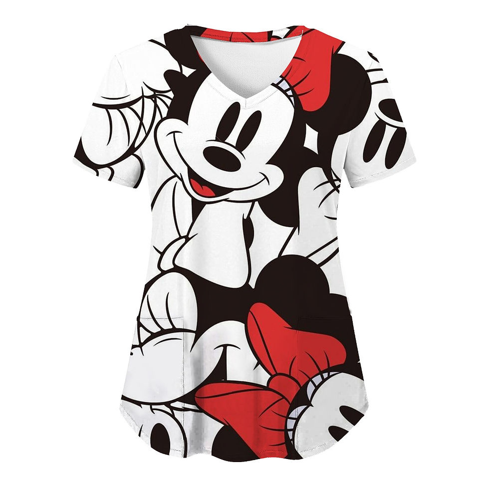 Thumbnail: Mickey T Shirts Disney Tops Hospital Top Women 2023 V Neck T-shirts Minnie Mous