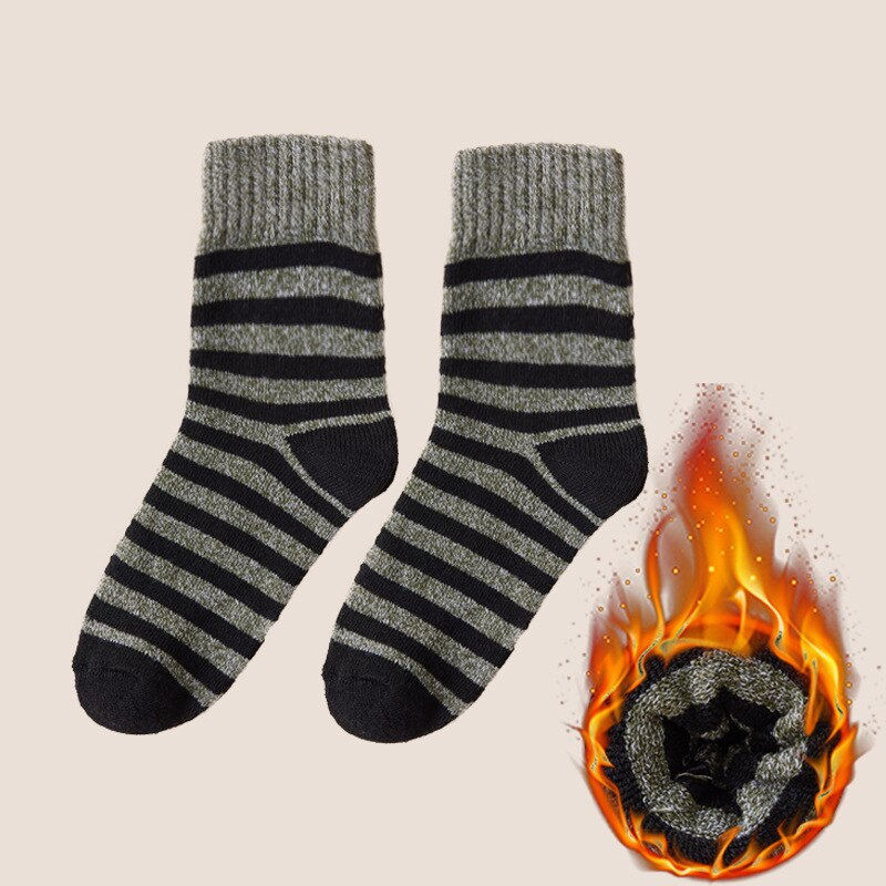 Thumbnail: 5 Pairs Winter Men Thick Warm Wool Socks Plaid Harajuku Retro Large Size Snow L