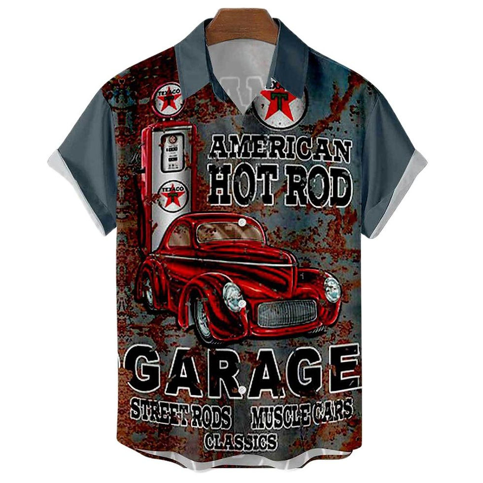 Thumbnail: Summer Men's Beach Summer Outdoor Vintage Hawaiian Shirts Vintage Top 3d Car Pr