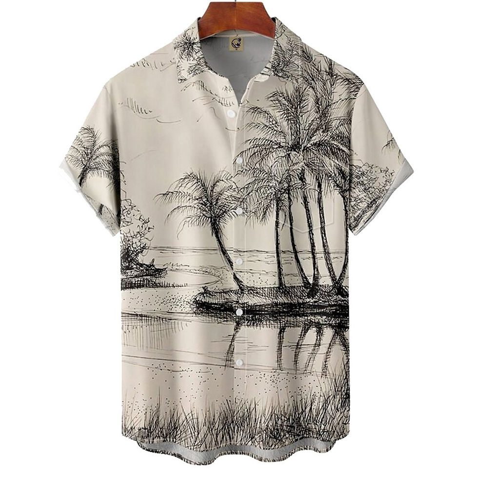Thumbnail: 2023 Shirt beach summer outdoor For Men Hawaiian Coconut Tree Print Men's Shirt