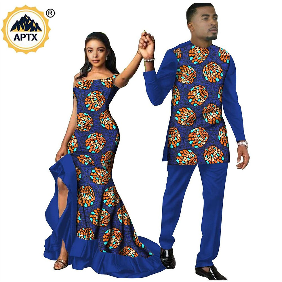Thumbnail: African Clothes for Couples African Dresses for Women Match Men Suits Couple Cl