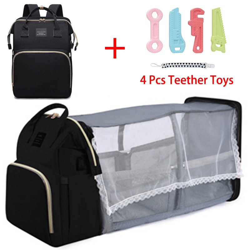 Miniature : Folding Mommy Bag Lightweight Portable Folding Crib Bed Large-capacity Baby Bac