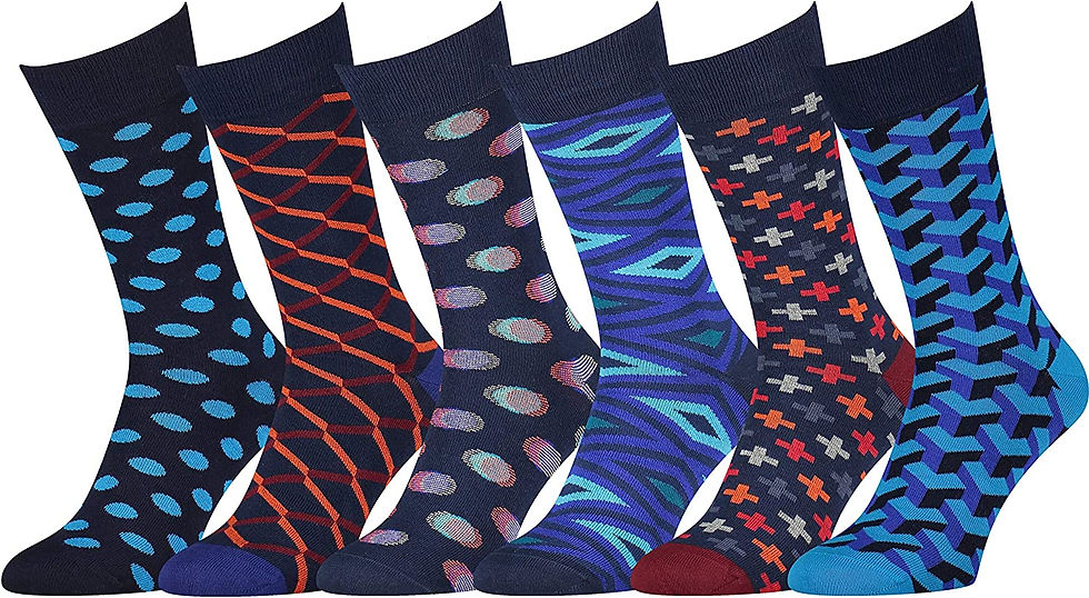 Thumbnail: Easton Marlowe Mens Dress Socks - Fun Colorful Socks for Men - Cotton Patterned