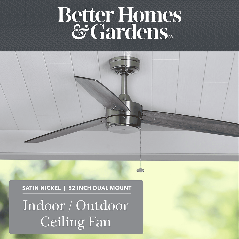 Thumbnail: Better Homes & Gardens 52” Satin Nickel Indoor/Outdoor 3 Blade Ceiling Fan with