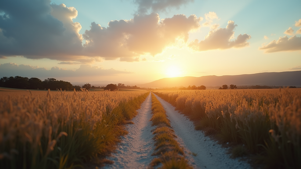 Eye-level view of a scenic path leading into the horizon