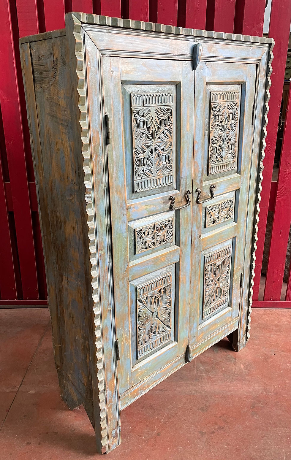 Miniature : Pakistan, Vallée de Swat Armoire 2 portes avec une superbe patine bleue. Réf. 92