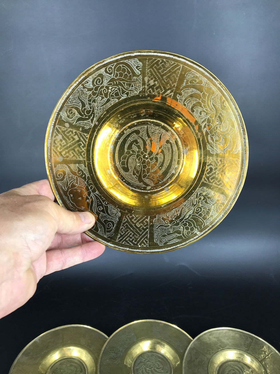 Miniature : Collection de 6 COUPES et 6 PLATS À OFFRANDE, XXème