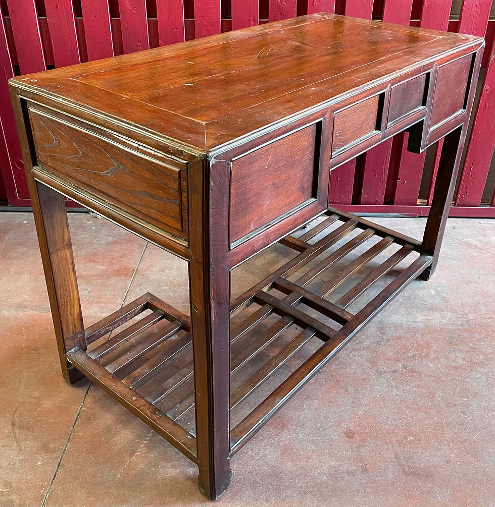 Miniature : Chine, 19ème siècle. Ancien bureau en  bois d'orme, époque Qing
