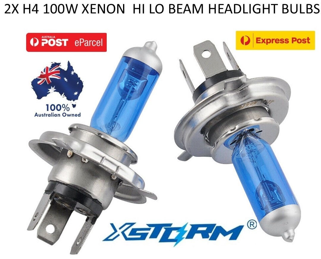 2x H4 100W / 90W 6000k 24V Xenon White Headlight Bulbs