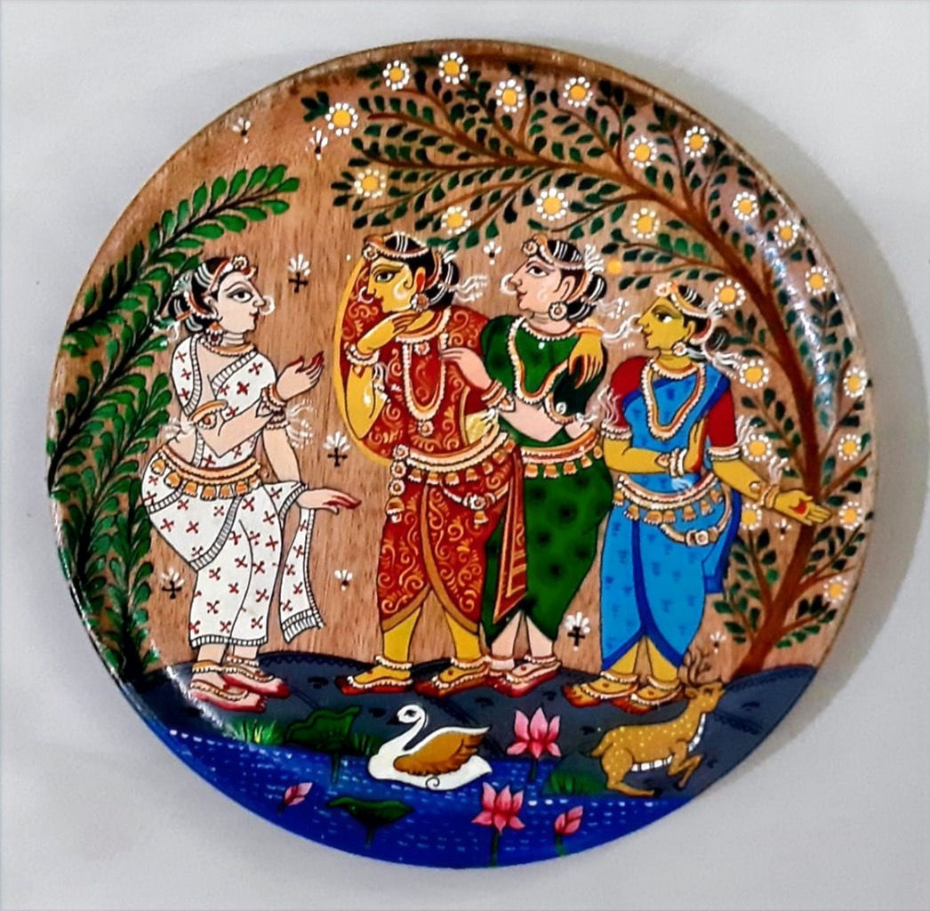 PAINTED WOODEN PLATE - BRIDE BY THE LAKE
