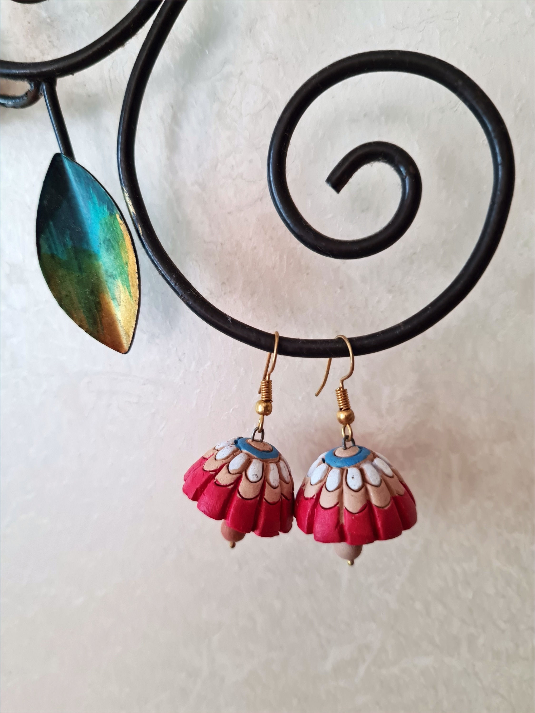 Terracotta Jhumkas - Lal Paar