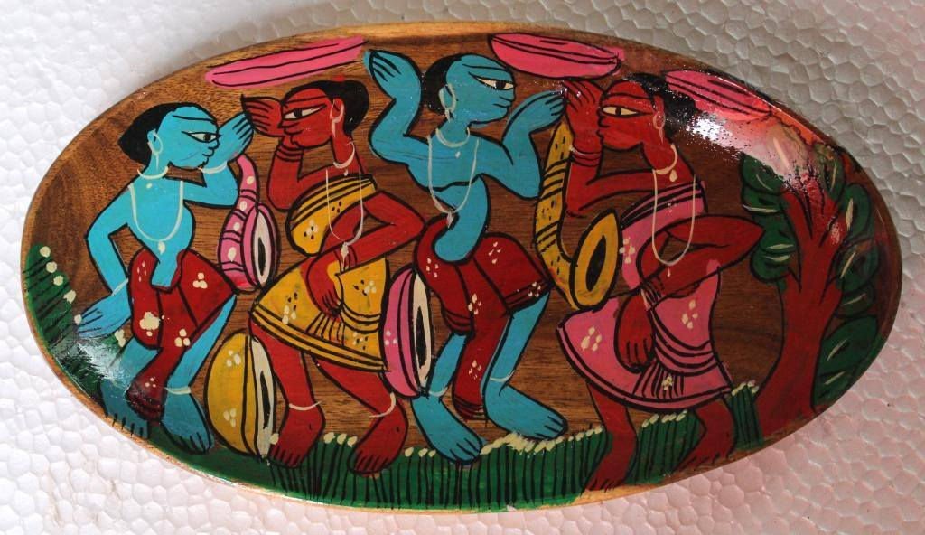 PAINTED OVAL PLATE - TRIBAL DANCE 1