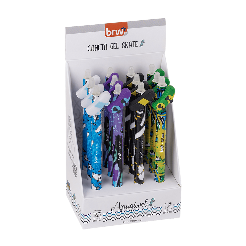 Miniatura: CANETA ESFEROGRÁFICA DIVERT GEL APAG 0.7MM - SKATE - DISPLAY C/UN