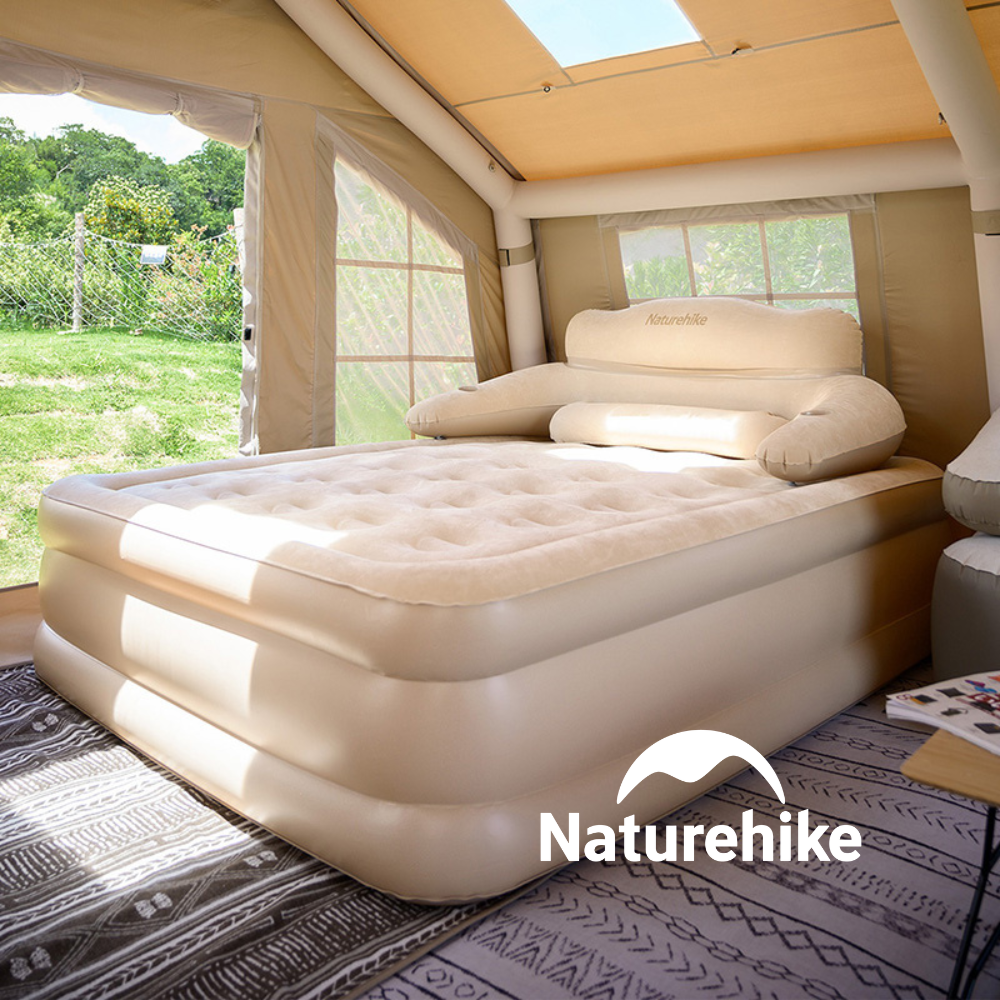 NATUREHIKE Inflatable Air Mattress with Removable Backrest and Built In Pump