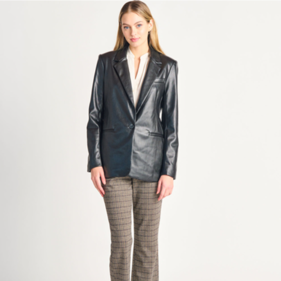 BLACK TAPE - FAUX LEATHER BLAZER