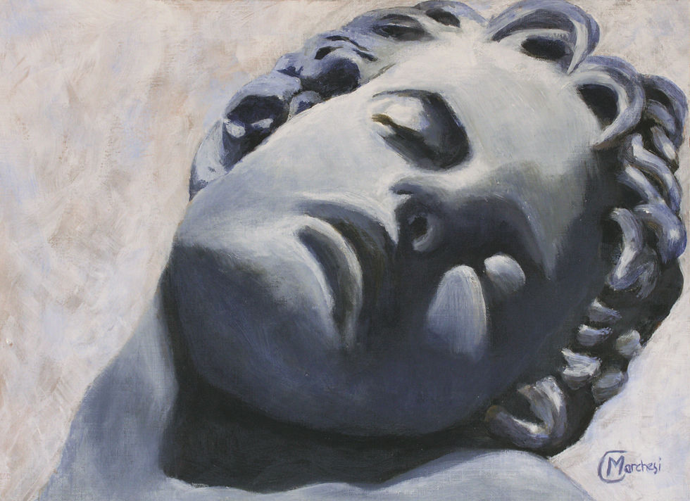 painting of a sleeping sttue