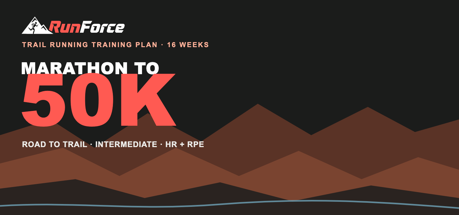 16-Week Marathon to 50K Trail Running Training Plan by RunForce