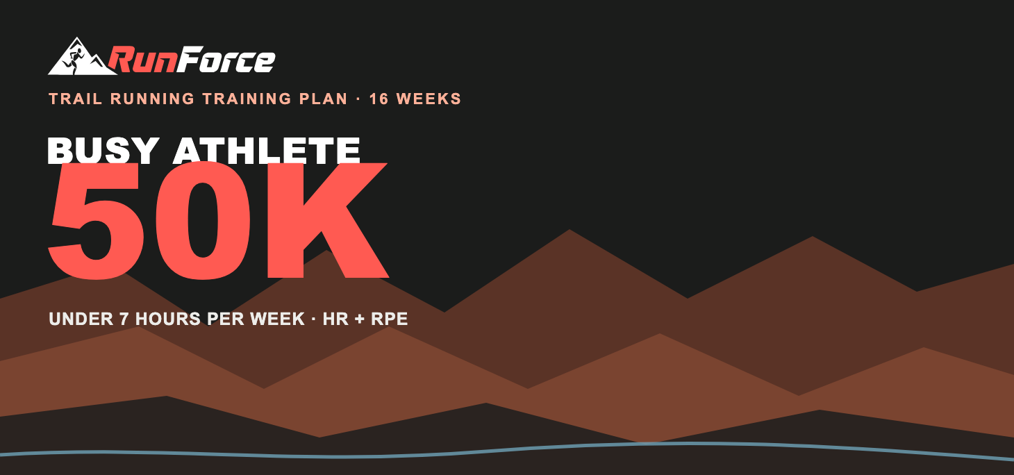 16-Week Busy Athlete 50K Trail Training Plan by RunForce