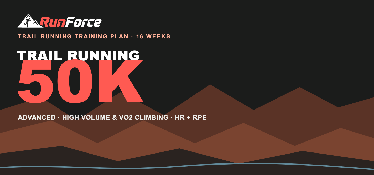16-Week 50K Trail Running Training Plan by RunForce