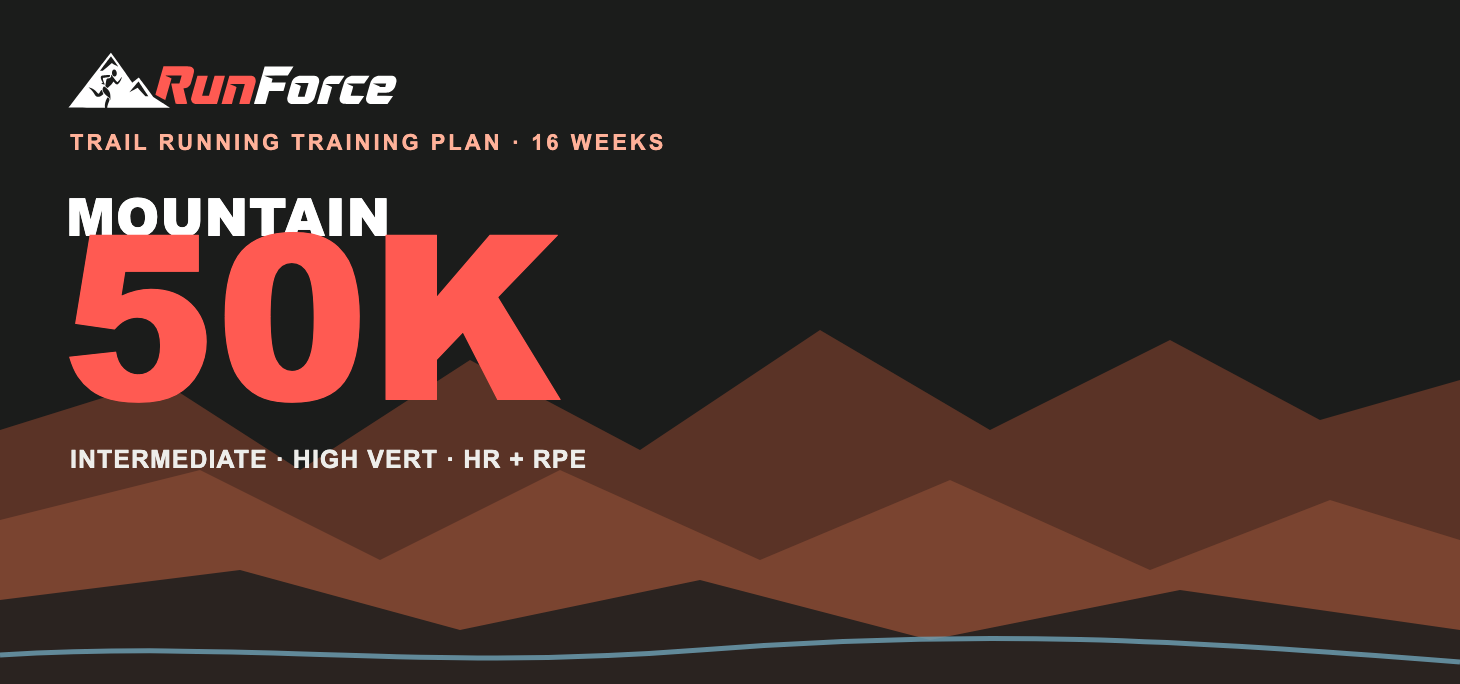 16-Week Mountain 50K Training Plan by RunForce