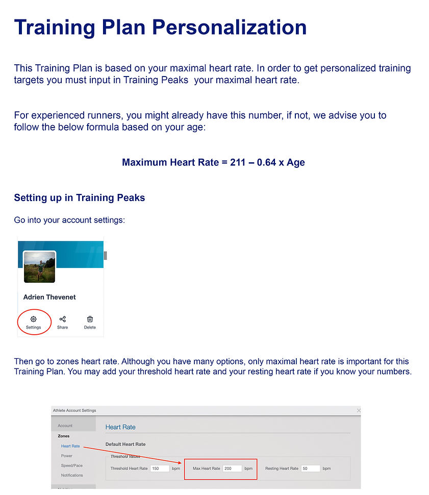setting up maximal heart rate